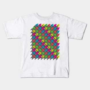 houndstooth skull neon Kids T-Shirt